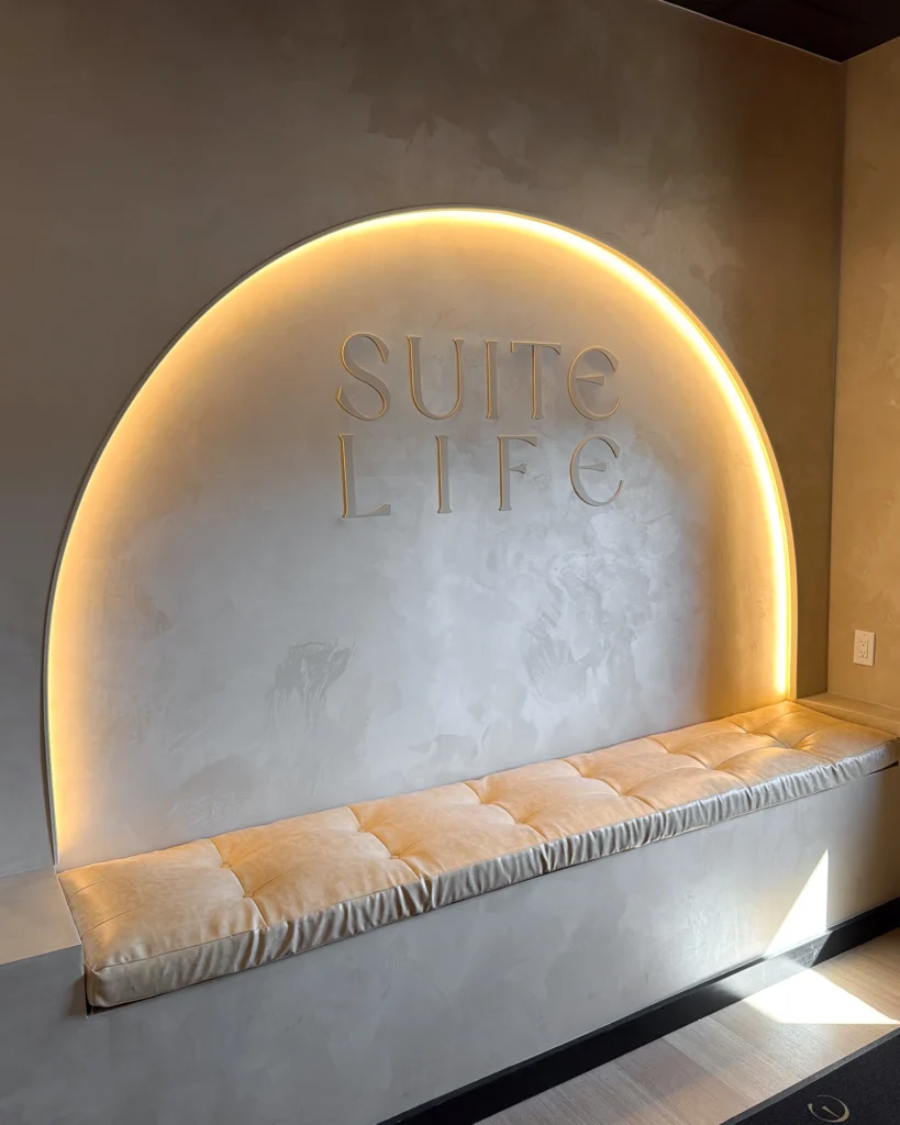 Venetian plaster walls of Long Island commercial interior